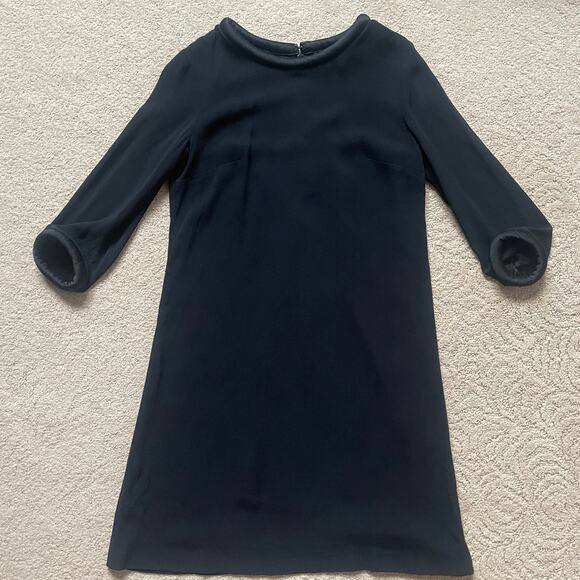 Goat Made in UK Lola Gathered Wool-crepe Mini Dress In Black - sz 2, flawed - Picture 1 of 11